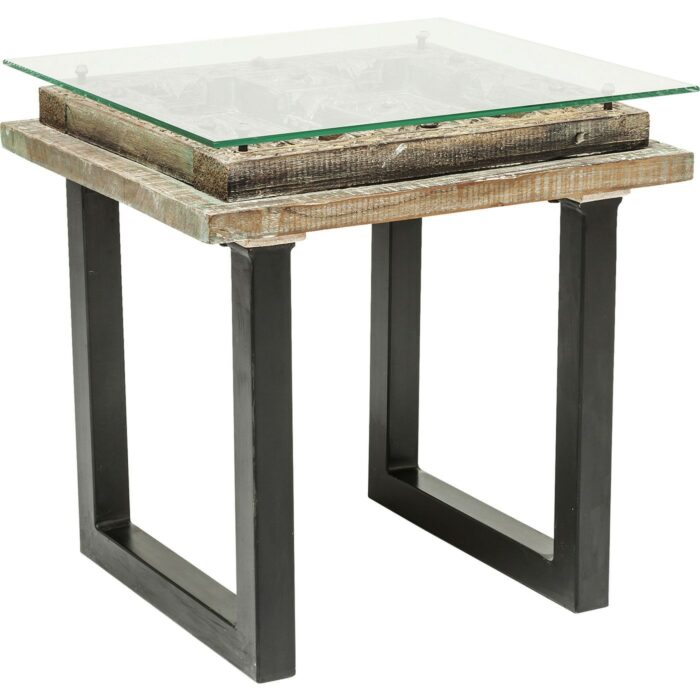 81949 Kare KalifКаре дизайнерска маса за кафе дърво стомана ръчна изработка
