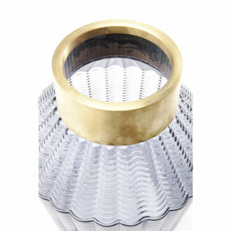 60578 каре дизайнерска ваза цветно златисто стъкло