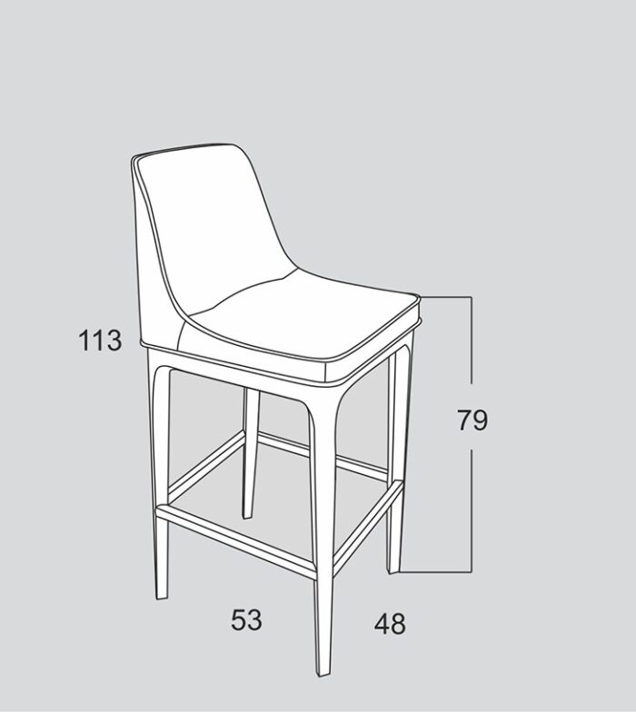 дизайнерски бар стол тапициран контрастен кант