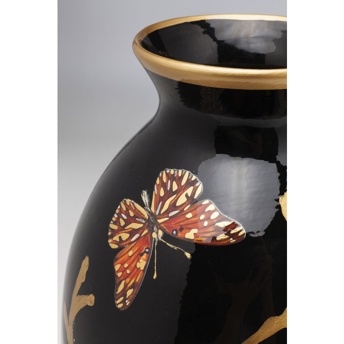 61766 Kare design дизайнерска ваза каре азиатски стил месинг златна черна ваза
