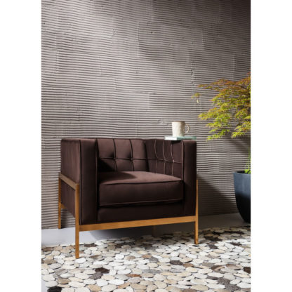 дизайнерско кресло каре кафяво плюшено кресло златно 83530 kare design