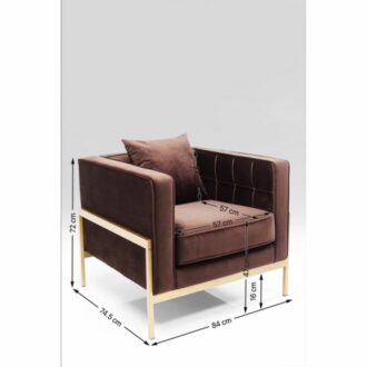 дизайнерско кресло каре кафяво плюшено кресло златно 83530 kare design