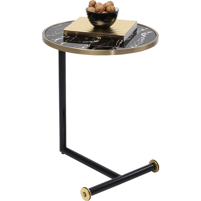 80971 San Remo Kare design дизайнерска помощна масичка каре маса на колелца черна маса мраморна златна