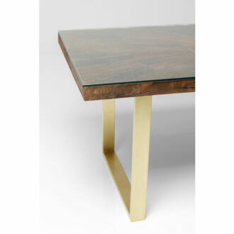 84880 conley brass kare design дизайнерска маса дървен плот златни крака рециклирано дърво плот