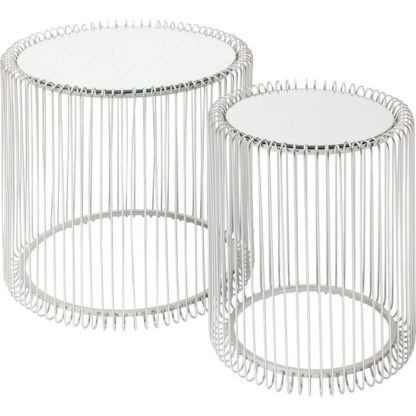 80899 kare design wire silver дизайнерски помощни маси сребристи маси двоен сет маси луксозни мебели каре