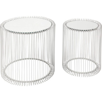 80899 kare design wire silver дизайнерски помощни маси сребристи маси двоен сет маси луксозни мебели каре