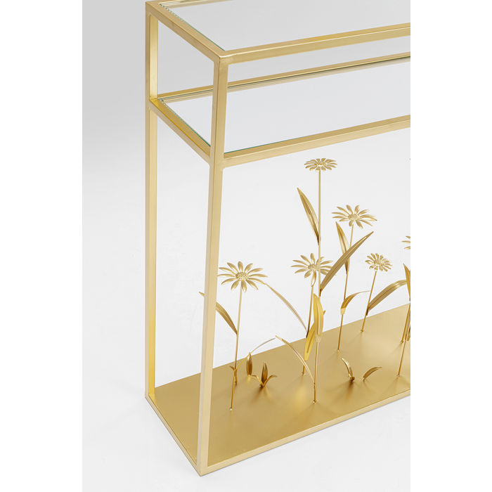 85066 kare design flower meadow gold луксозна дизайнерска конзолна маса златна конзола цветя