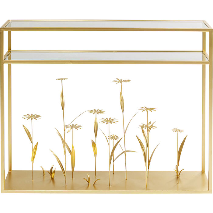 85066 kare design flower meadow gold луксозна дизайнерска конзолна маса златна конзола цветя