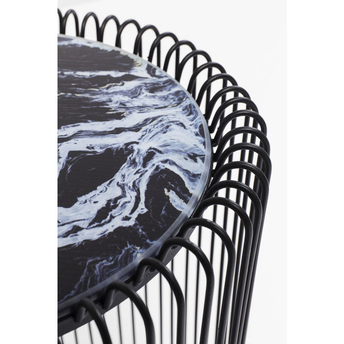 84328 kare design wire table set дизайнерски мебели черен мрамор помощни маси модерен стил луксозно обзавеждане