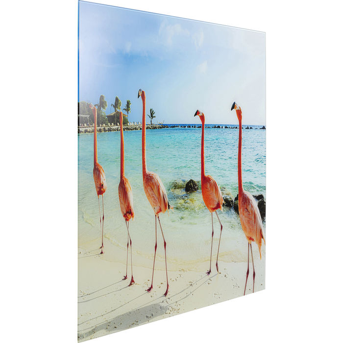 52562 kare design flamingo дизайнерска картина стъкло фламинго принт на стъкло луксозно обзавеждане каре