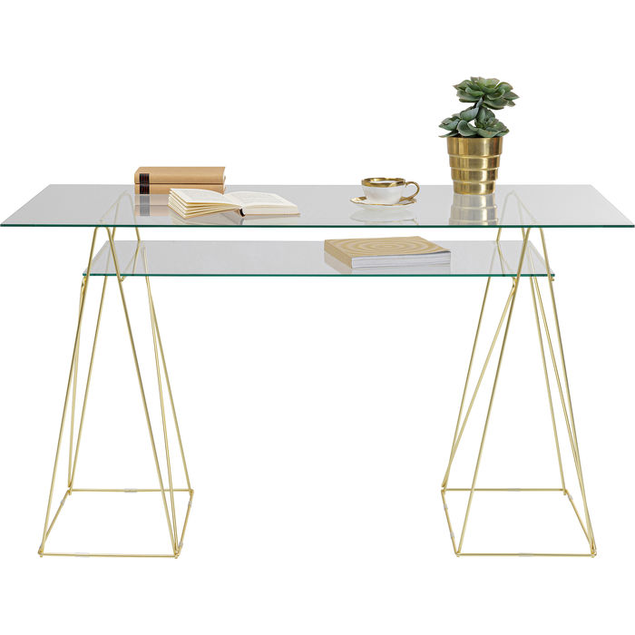 85221 kare design desk polar brass дизайнерско бюро стъклено бюро елегантен домашен офис златно бюро луксозно обзавеждане каре