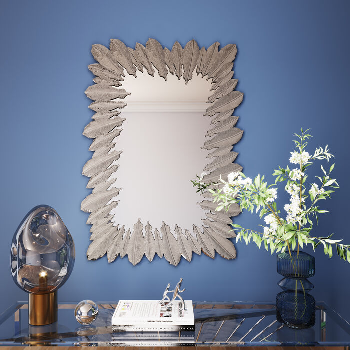 52802 kare design feather mirror дизайнерско сребърно огледало кръгло огледало луксозно огледало дизайнерски мебели каре